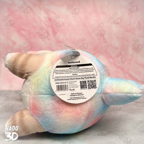 Mofusand Pastel Shark Cat BIG Plush Marble Rainbow Meow Japan Exclusive New - Picture 6 of 7